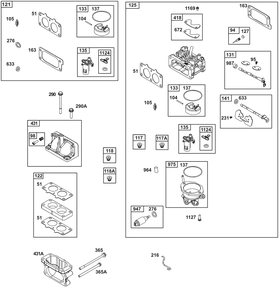 Carburetor Group Diagram and Parts List for 385447-0474-B5 200000 - 399999 Briggs and Stratton Engine